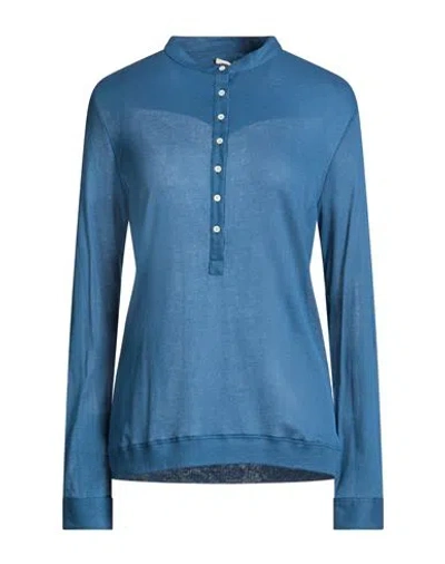 Massimo Alba Woman T-shirt Slate Blue Size M Cotton, Silk