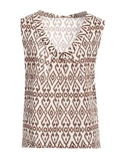 Massimo Alba Woman Top Dark Brown Size Xl Cotton