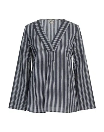 Massimo Alba Woman Top Navy Size Xs Cotton, Silk In Navy Blue
