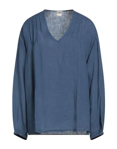 Massimo Alba Woman Top Navy Size S Linen In Blue