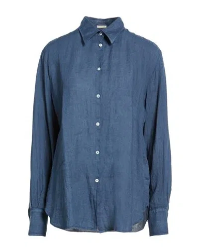 Massimo Alba Woman Top Navy Size Xl Linen In Blue