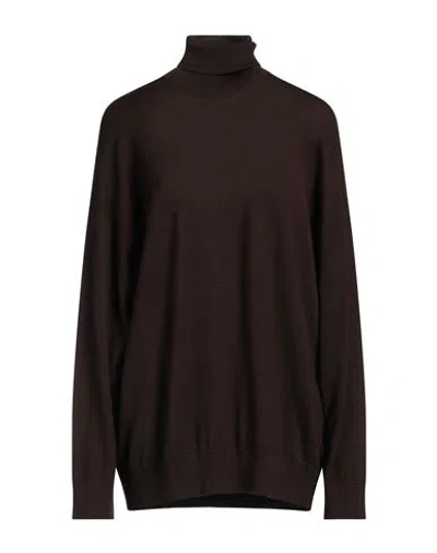 Massimo Alba Woman Turtleneck Dark Brown Size L Wool
