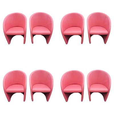 Pre-owned Massimo And Lella Vignelli 1 Of 8 Club Chairs "intercista" By Poltrona Frau In Pink Leather, Italy 1989