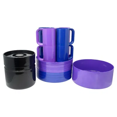 Pre-owned Massimo And Lella Vignelli Blue, Purple And Black Massimo Vignelli For Heller Dinnerware - Set Of 18