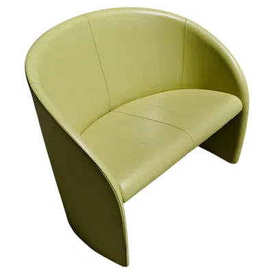 Pre-owned Massimo And Lella Vignelli Loveseat "intervista" By Poltrona Frau In Lime Green Leather, Italy 1989