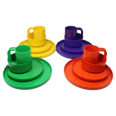 Pre-owned Massimo And Lella Vignelli Multicolor Massimo Vignelli For Heller Dinnerware - Service For Four In Red