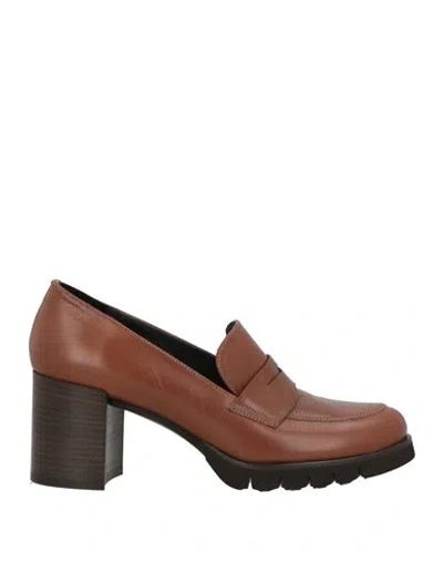 Massimo Baldi Woman Loafers Tan Size 7 Calfskin In Brown