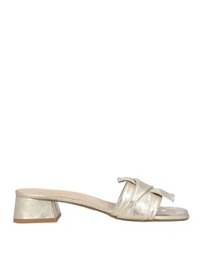 Massimo Baldi Woman Sandals Platinum Size 11 Leather In Grey