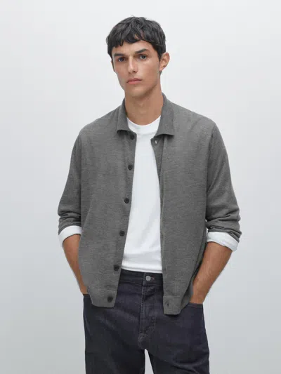 Massimo Dutti 100% Cashmere Knit Cardigan In Gray