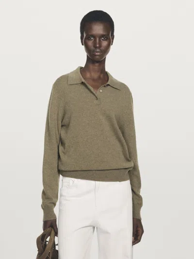 Massimo Dutti 100% Cashmere Knit Polo Sweater In Multi