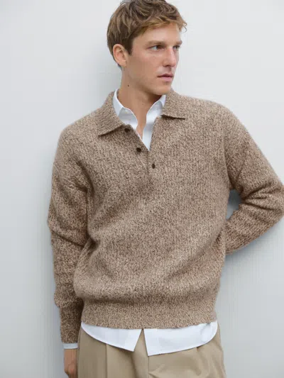 Massimo Dutti 100% Cashmere Knit Polo Sweater In Multi