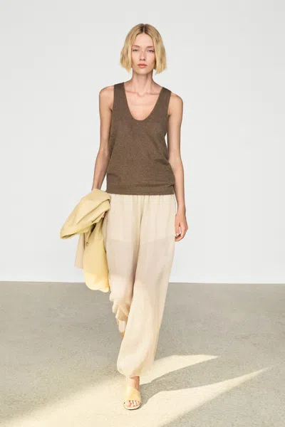 Massimo Dutti 100% Cashmere Knit Top In Toffee