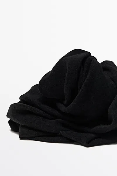 Massimo Dutti 100% Cashmere Scarf In Black