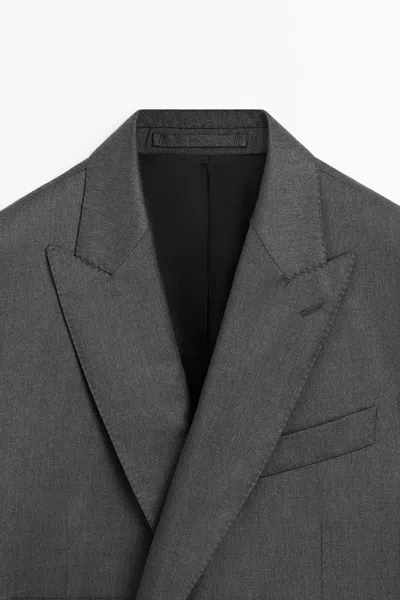 Massimo Dutti 100% Cool Wool Double In Gray