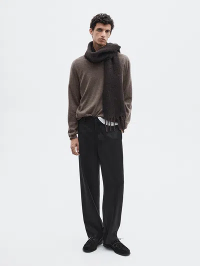Massimo Dutti 100% Cool Wool Trousers In Black