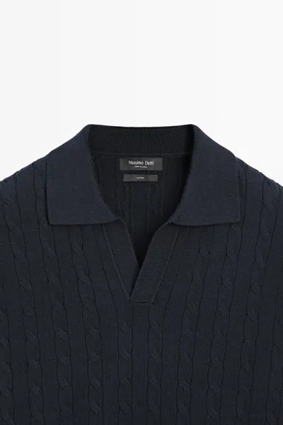 Massimo Dutti 100% Cotton Cable In Blue
