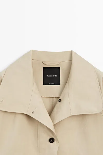 Massimo Dutti 100% Cotton Cape Jacket In Neutral