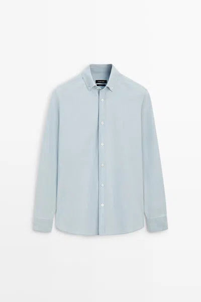 Massimo Dutti Camisa De Mezclilla 100% Algodón In Blue
