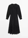 MASSIMO DUTTI 100% COTTON DRESS WITH EMBROIDERED DETAIL