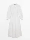 MASSIMO DUTTI 100% COTTON DRESS WITH EMBROIDERED DETAIL