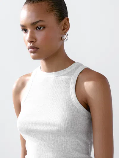 Massimo Dutti 100% Cotton Halter Top In White