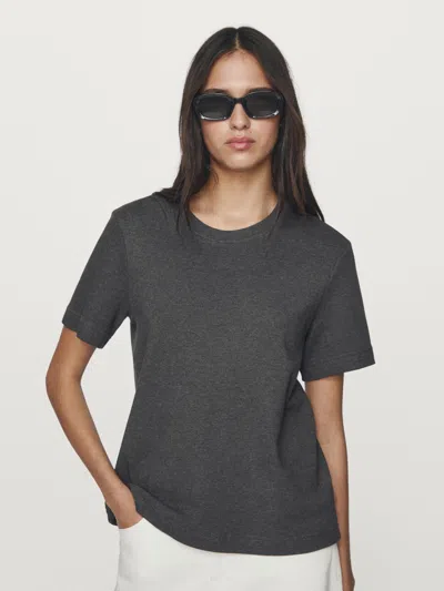 Massimo Dutti 100% Cotton Interlock Crew Neck T In Gray