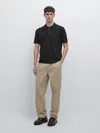 Massimo Dutti Short Sleeve Cotton Polo Sweater In Black