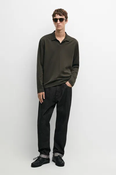 Massimo Dutti Polo De Manga Comprida 100% Algodão In White