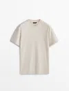 Massimo Dutti Shirt Aus Reiner Mittelschwerer Baumwolle Mit Weitem Bein In Gebrochen Weiss