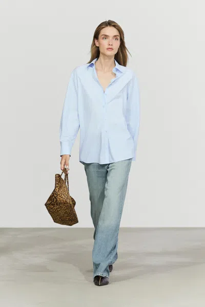 Massimo Dutti Camicia In Popeline 100% Cotone In Blue