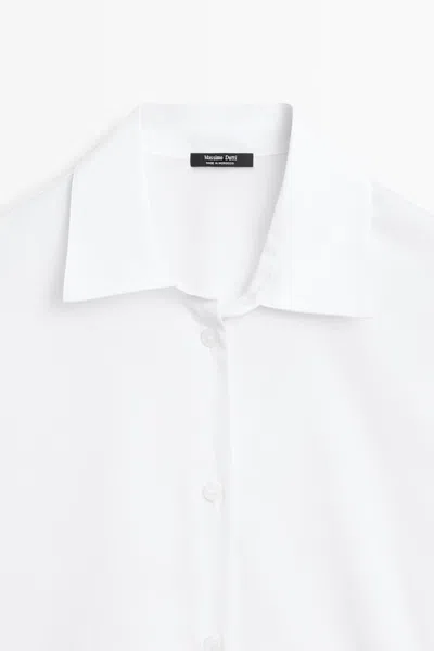Massimo Dutti 100% Cotton Poplin Shirt In White