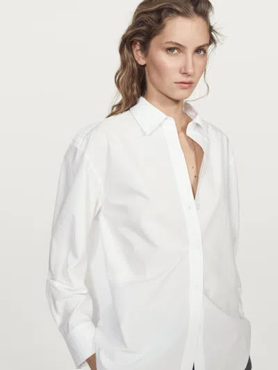 Massimo Dutti 100% Cotton Poplin Shirt With Shoulder Detail In Multi