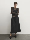 Massimo Dutti 100% Cotton Poplin Skirt In Schwarz