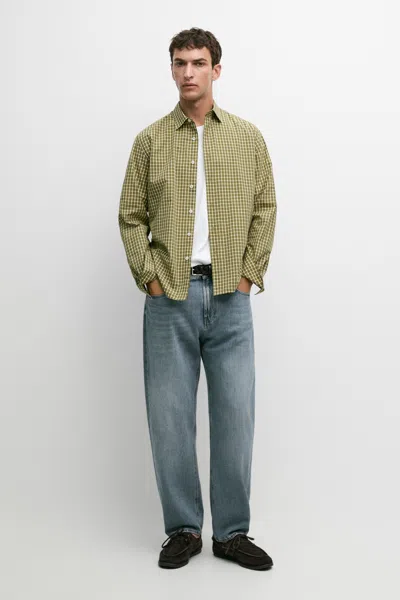 Massimo Dutti Chemise Regular Fit À Carreaux 100 % Coton In Vert