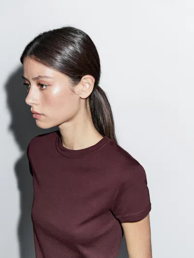 Massimo Dutti 100% Cotton Short In Burgundy