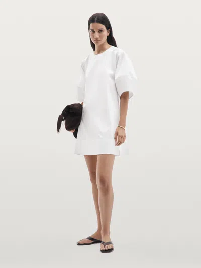 Massimo Dutti 100% Cotton Short Poplin Dress In White