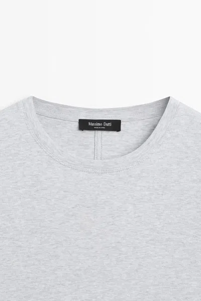 Massimo Dutti 100% Cotton Short Sleeve T In Gray