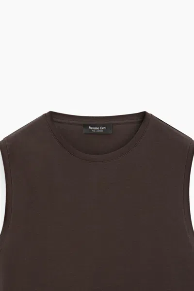 Massimo Dutti 100% Cotton Sleeveless Top In Brown