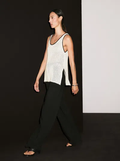 Massimo Dutti 100% Cotton Strappy Crochet Top In White