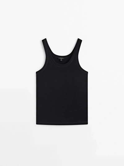 Massimo Dutti Trägershirt 100 % Baumwolle In Black