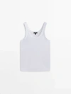 Massimo Dutti 100% Cotton Strappy Top In White