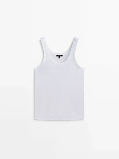 Massimo Dutti 100% Cotton Strappy Top In White