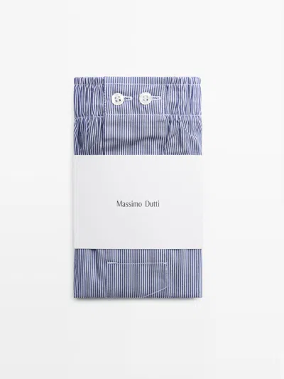 Massimo Dutti 100% Cotton Striped Boxers In Multi