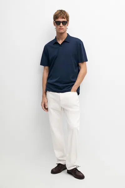 Massimo Dutti 100% Cotton V In Blue