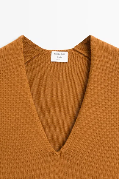Massimo Dutti 100% Cotton V In Gray