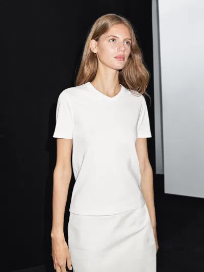 Massimo Dutti 100% Cotton V In White