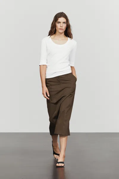 Massimo Dutti 100% Cotton Wide Round Neck T In White