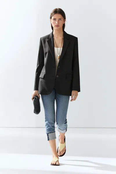 Massimo Dutti Blazer Deux Boutons 100 % Laine Extra In Black