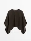 Massimo Dutti Cape 100 % Leinen Schlitz In Chocolate