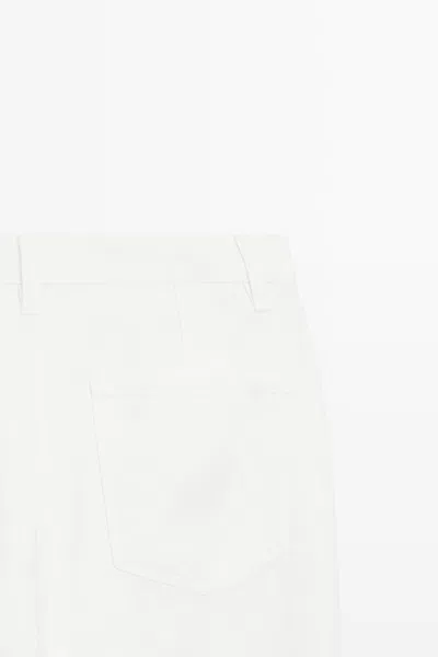 Massimo Dutti 100% Linen Cropped Flare Fit Pants In White